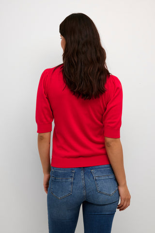 Annemarie Short Sleeve Oneck Sweater in Red Melange