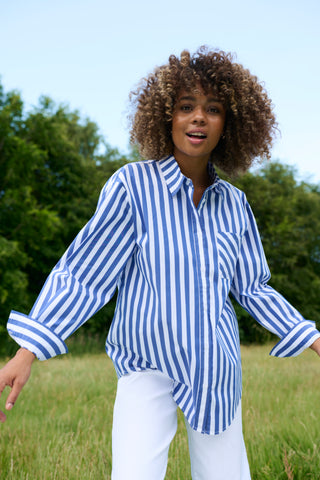 Regina Longsleeve Shirt in Blue & White Stripe