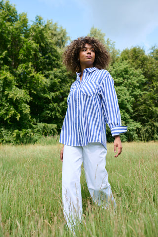 Regina Longsleeve Shirt in Blue & White Stripe