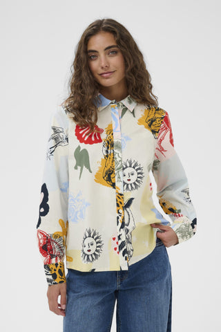 Ashmo Shirt in Blue/Red Animal Print
