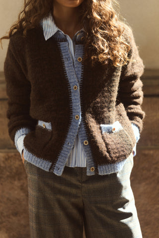 Gilan Cardigan Brown/Blue Stripe