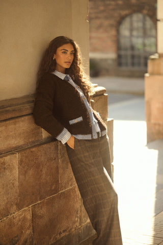 Gilan Cardigan Brown/Blue Stripe