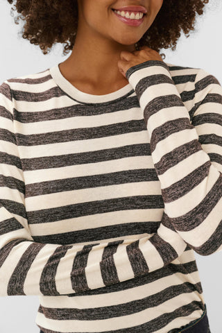 Cat Alexandra Longsleeve Shirt in Brown & Whitecap