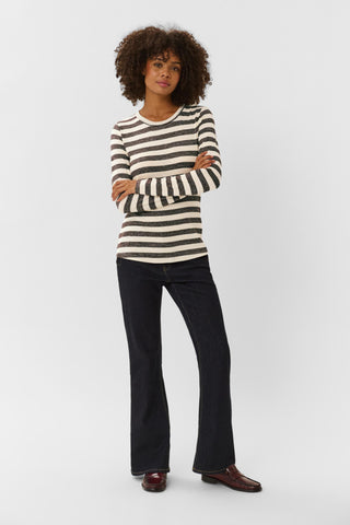 Cat Alexandra Longsleeve Shirt in Brown & Whitecap