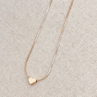 Gold Mini Heart Tag Necklace On Fine Chain