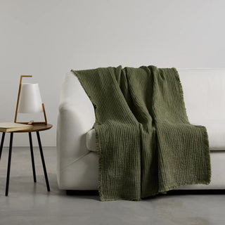 Cotton Waffle Throw in Green