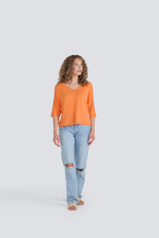 Short Sleeve Sweater in Orange