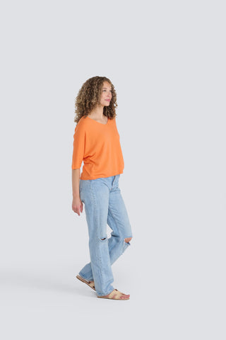 Short Sleeve Sweater in Orange
