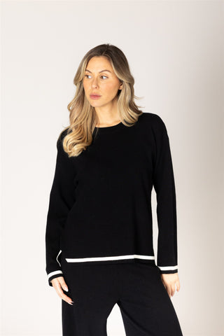 Birdie Sweater in Black & Off White