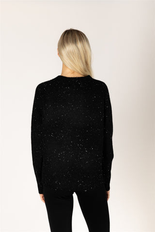 Brynn Sweater in Black & White Heart Fleck