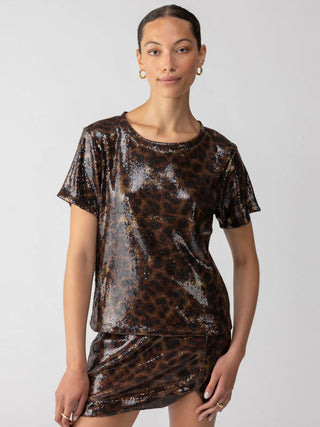 Perfect Sequin Tee in Night Spots