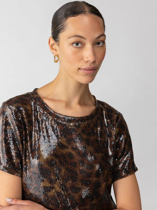 Perfect Sequin Tee in Night Spots