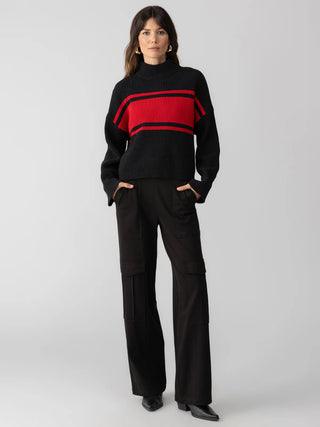 Stay Cozy Semi Crop Sweater in Black & Red