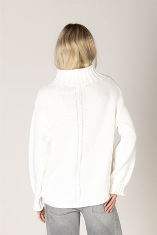 Dolly Chunky Cotton Mock Neck in Soft White