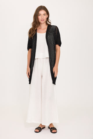 Long Lurex Knit Cardigan in Black