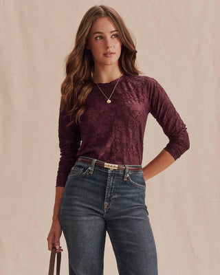 Cecelia Floral Long Sleeve top in Merlot