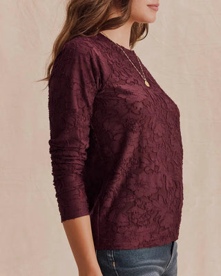 Cecelia Floral Long Sleeve top in Merlot