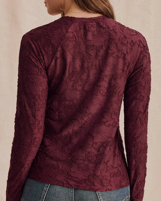 Cecelia Floral Long Sleeve top in Merlot
