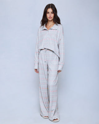 Waffle Thermal Henley PJ Set in Fairisle