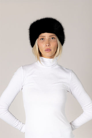 Faux Fur Headband in Black