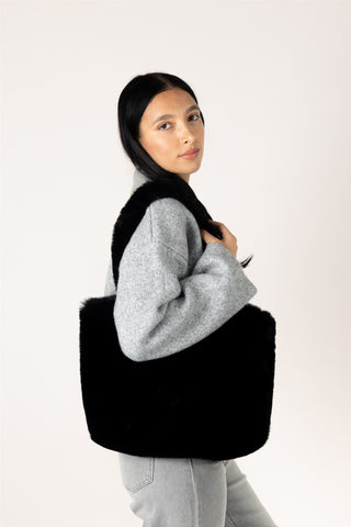 Faux Fur Tote in Black