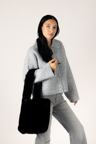 Faux Fur Tote in Black