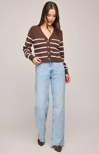 Eden Cardigan in Brunette Stripe