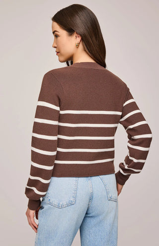 Eden Cardigan in Brunette Stripe