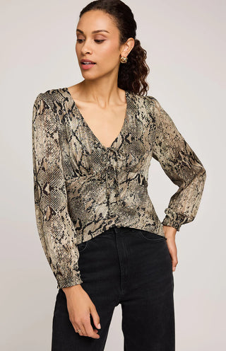 Salma Blouse in Jade Snake