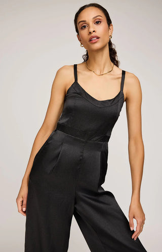 Irina Satin Jumpsuit in Black
