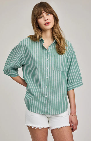 Blaire Button Down Shirt in Kelly Stripe