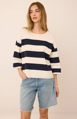 Amina Sweater in Navy Stripe