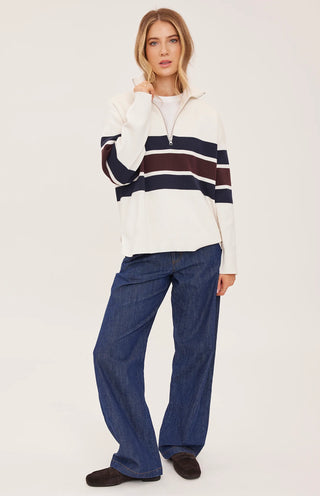 Idris Striped Sweater in Cream Stripe