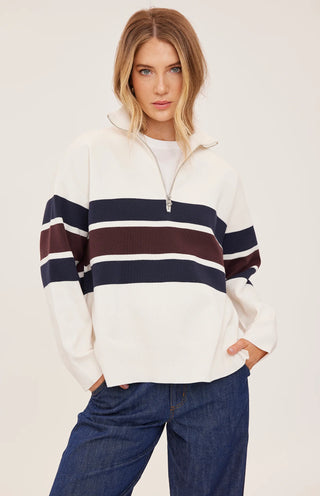 Idris Striped Sweater in Cream Stripe