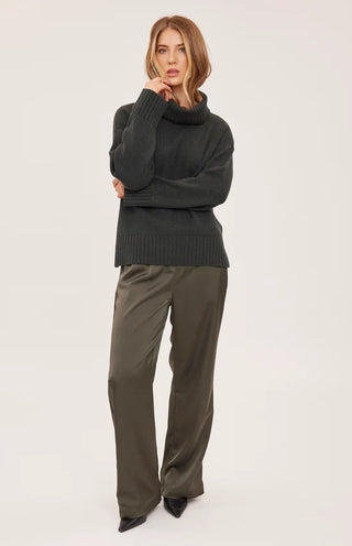 Cassandra Satin Pants in Olive