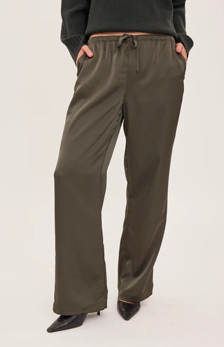 Cassandra Satin Pants in Olive