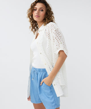 Oversized Cotton Blouse in Ivory