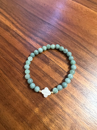 Chateau Green Jade with Mother of Pearl Clover (6mm)