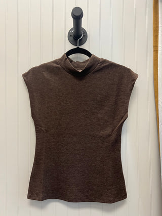 Knit Mockneck Sleveless Top in Cocoa
