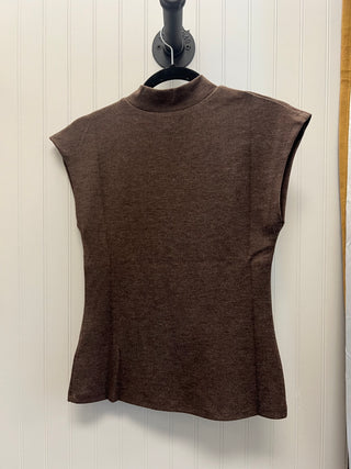 Knit Mockneck Sleveless Top in Cocoa
