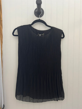 Georgette Plisse Sleeveless Blouse in Black