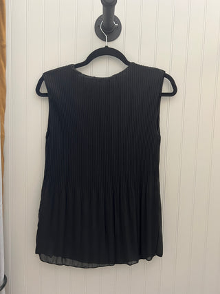 Georgette Plisse Sleeveless Blouse in Black