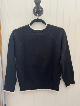 Two Toned Fine Knit Sweater in Black & Cream