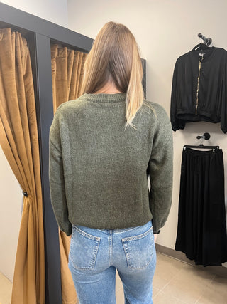 Ciao Sweater in Olive & Pink
