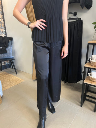 Loose Satin Pants in Black