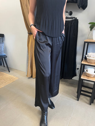 Loose Satin Pants in Black