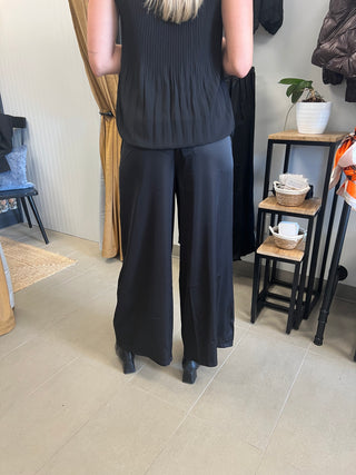 Loose Satin Pants in Black