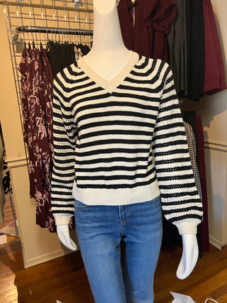 Perfect Time Sweater in Black & White Stripe