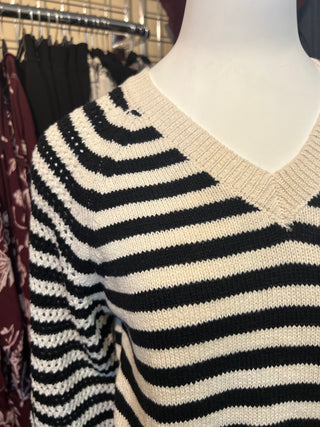 Perfect Time Sweater in Black & White Stripe