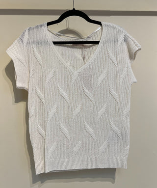 Short Sleeve Batwing Sweater in Off White